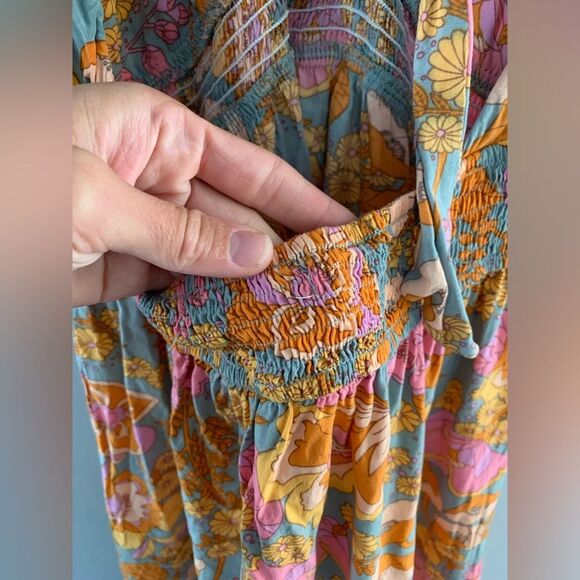 Zesica Floral Multi Color Pattern Maxi Dress Sleeveless Open Back Size M - Picture 8 of 9